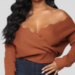 Fashion Nova scallop Scoop Neck Sweater